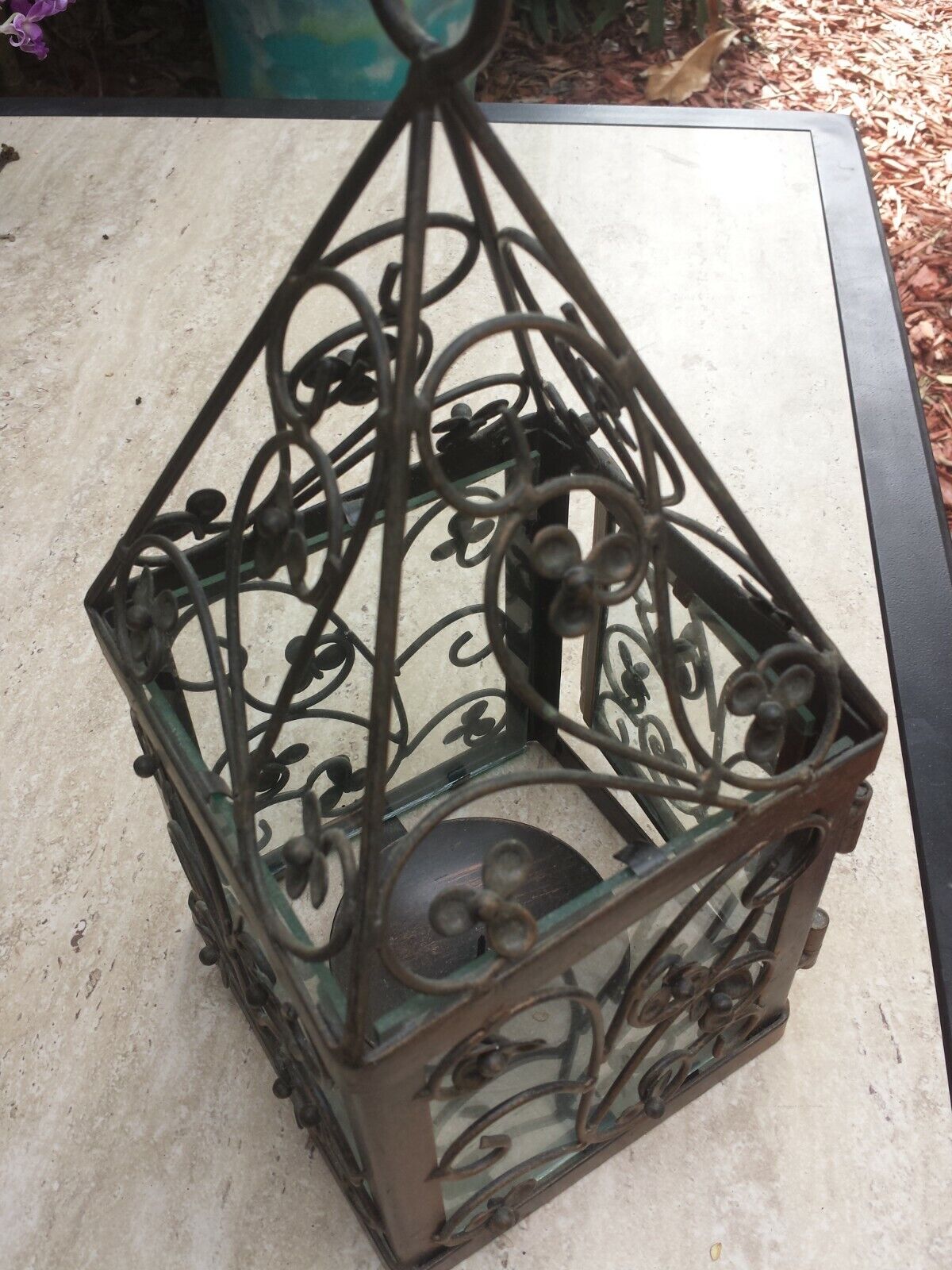 Vintage Metal Glass Hanging Lantern Candle Holder Gift Home Patio Decor