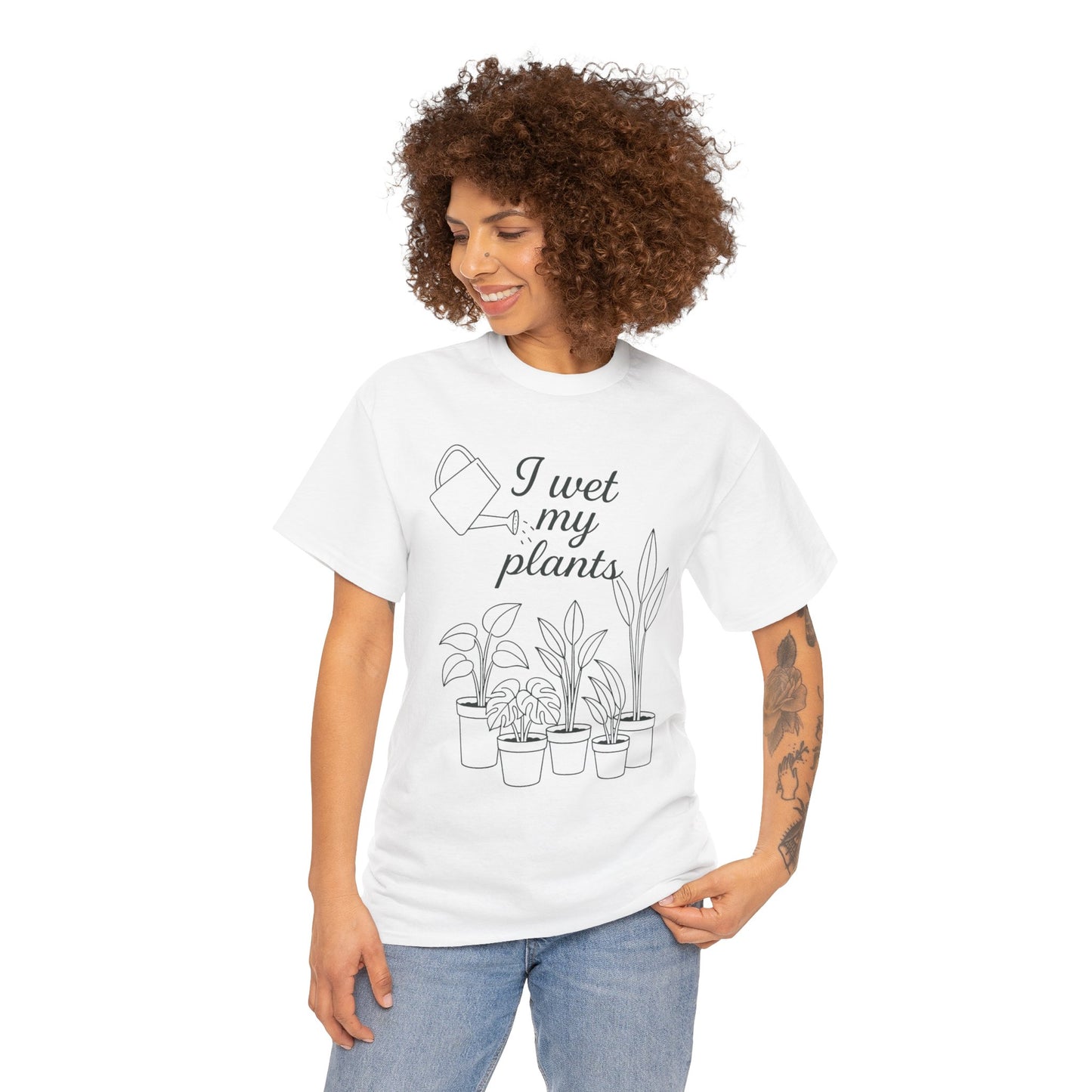 I Wet My Plants Unisex Heavy Cotton Tee - Perfect for Plant Lovers
