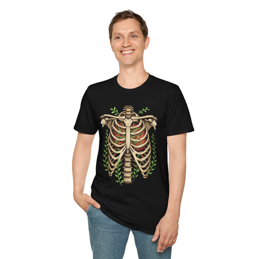 T-Shirt for Plant Lover Shirt Nature Lover Gift Cute Graphic Tee Plant Heart Skeleton Shirt Ribcage