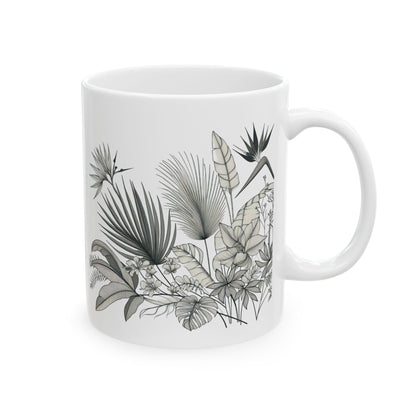 Tropical Botanical Ceramic Mug - Nature Inspired Coffee Cup