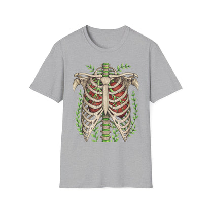 T-Shirt for Plant Lover Shirt Nature Lover Gift Cute Graphic Tee Plant Heart Skeleton Shirt Ribcage