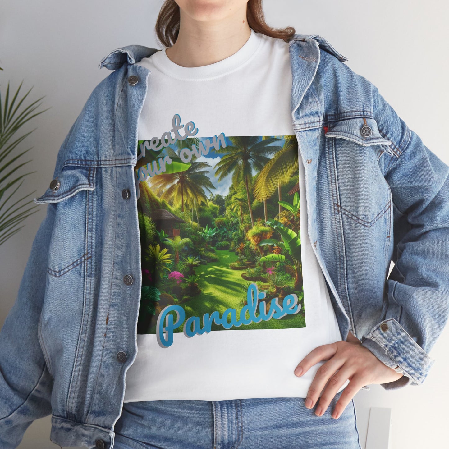 Tropical Jungle Unisex Heavy Cotton Tee - Create your own Paradise