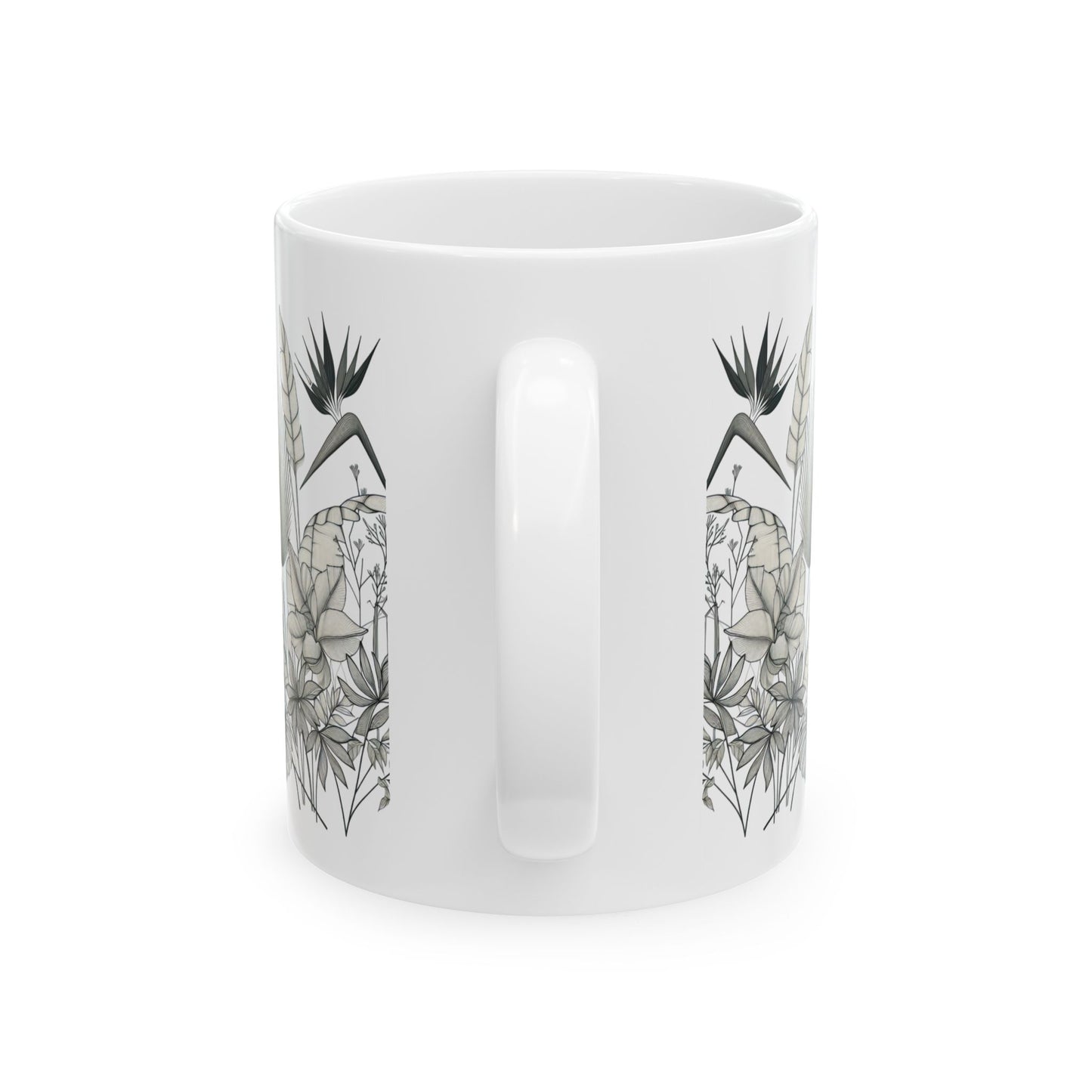 Tropical Botanical Ceramic Mug - Nature Inspired Coffee Cup