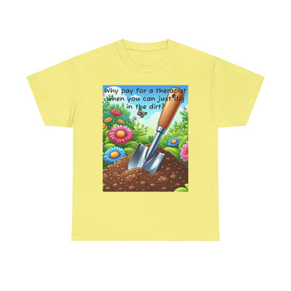 Gardening Therapy Tee, Funny Gardening Shirt, Plant Lover Gift, Unisex Cotton T-Shirt, Nature Lover Humor, Eco-Friendly Apparel