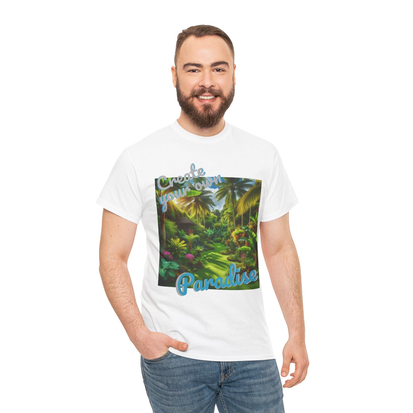 Tropical Jungle Unisex Heavy Cotton Tee - Create your own Paradise