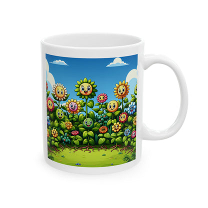 Colorful Flower Garden Ceramic Mug - 11oz & 15oz - Cheerful & Playful Design