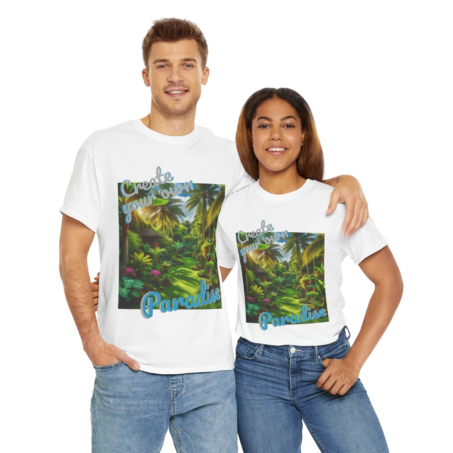 Tropical Jungle Unisex Heavy Cotton Tee - Create your own Paradise