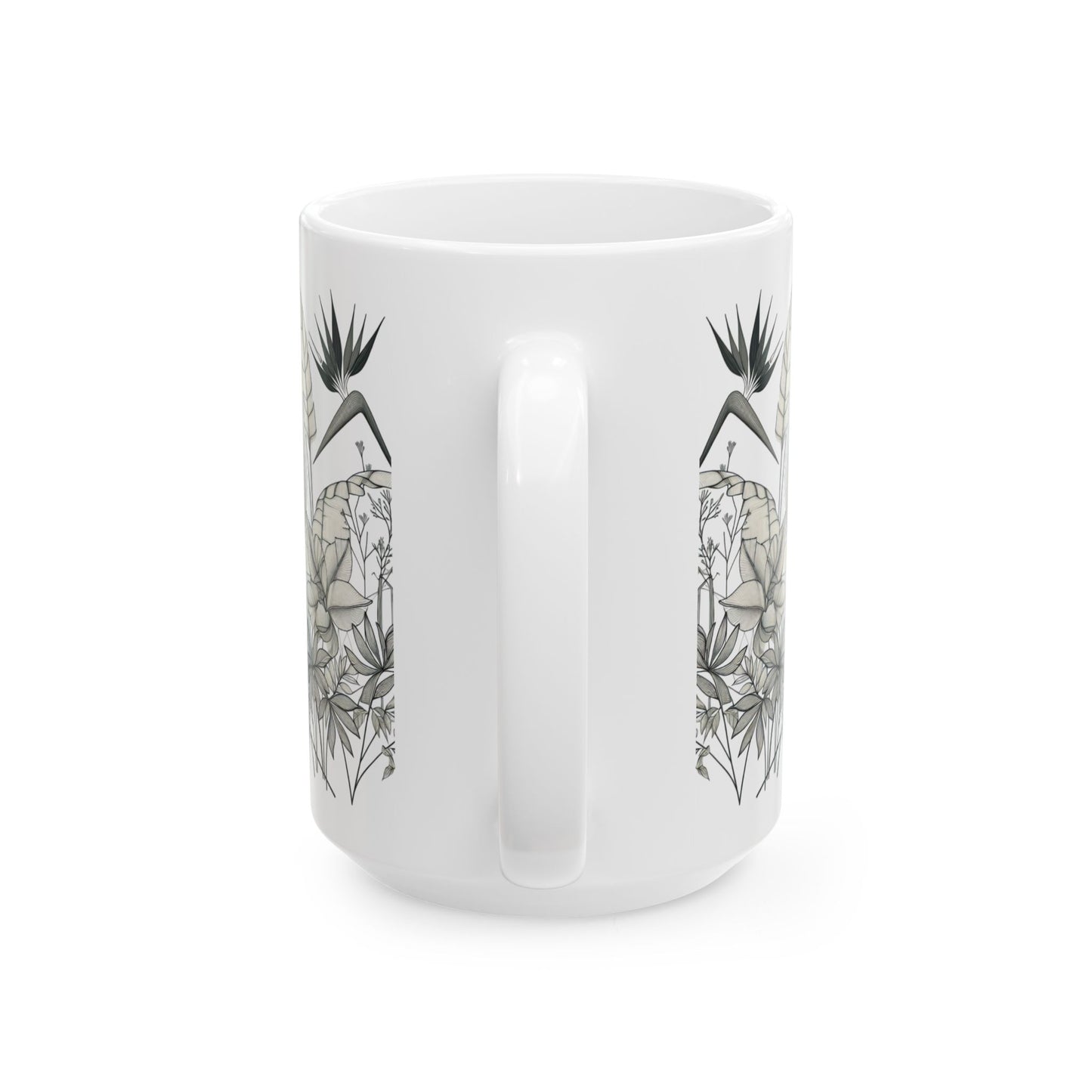 Tropical Botanical Ceramic Mug - Nature Inspired Coffee Cup