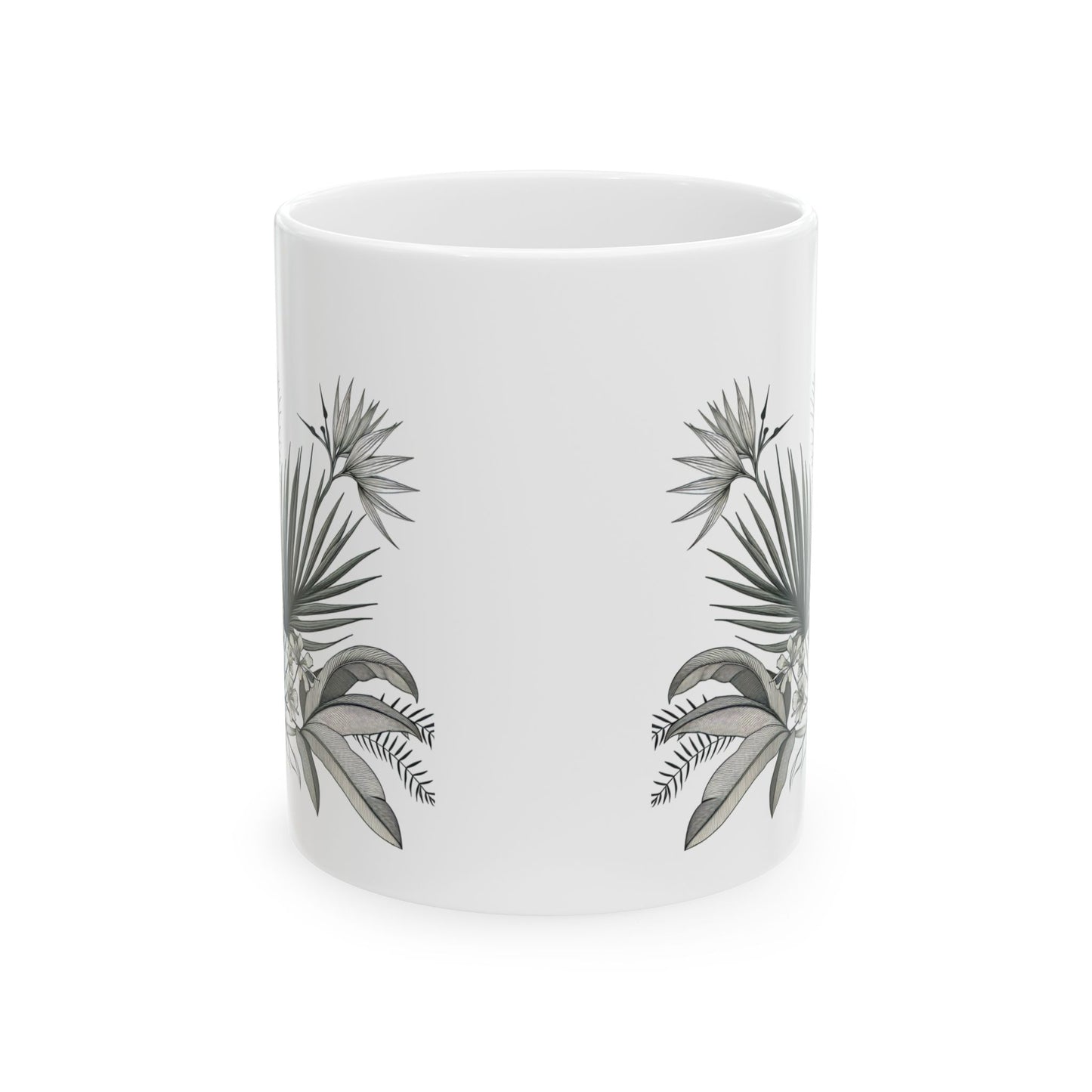 Tropical Botanical Ceramic Mug - Nature Inspired Coffee Cup