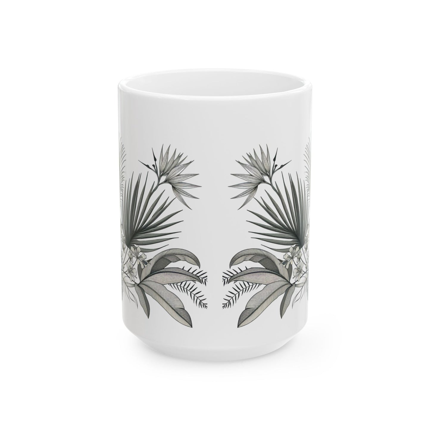 Tropical Botanical Ceramic Mug - Nature Inspired Coffee Cup