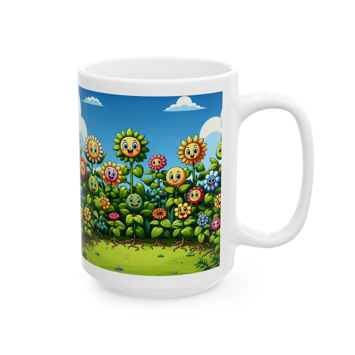 Colorful Flower Garden Ceramic Mug - 11oz & 15oz - Cheerful & Playful Design