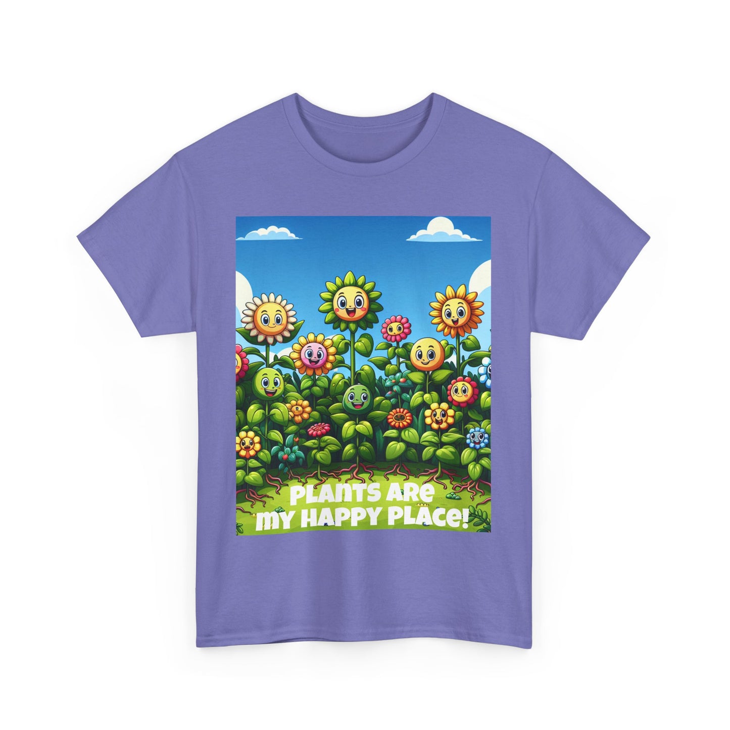 Plants Lovers Tee - Smiling Flowers 'Plants are My Happy Place'