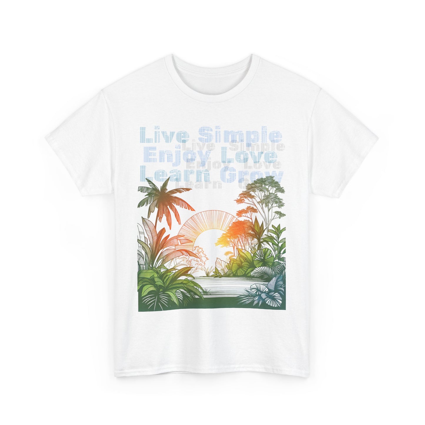 Tropical Jungle Unisex Tee Shirt, Live Love Learn Graphic Tee, Nature Lover Summer Tshirt, Plant Lover Gift, Botanical Print Shirt, Earthy