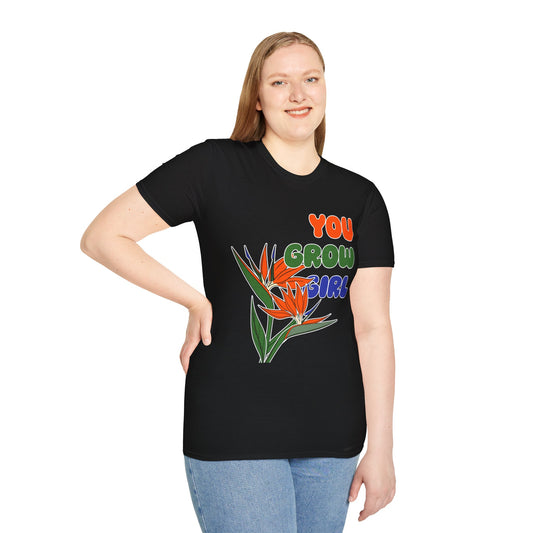 T-Shirt for Plant Lover Tropical Floral Tee Positive Affirmation Shirt Gift for Her Summer Outdoor Wear Garden Lover Shirt You Grow Girl