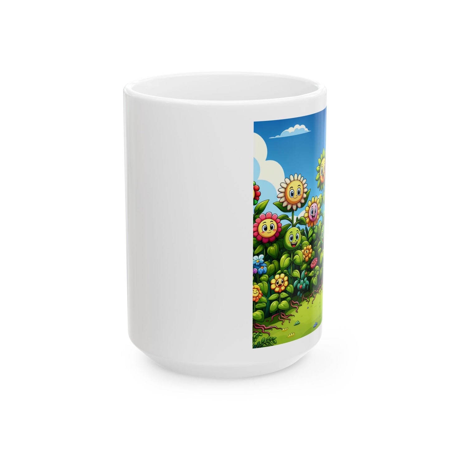 Colorful Flower Garden Ceramic Mug - 11oz & 15oz - Cheerful & Playful Design