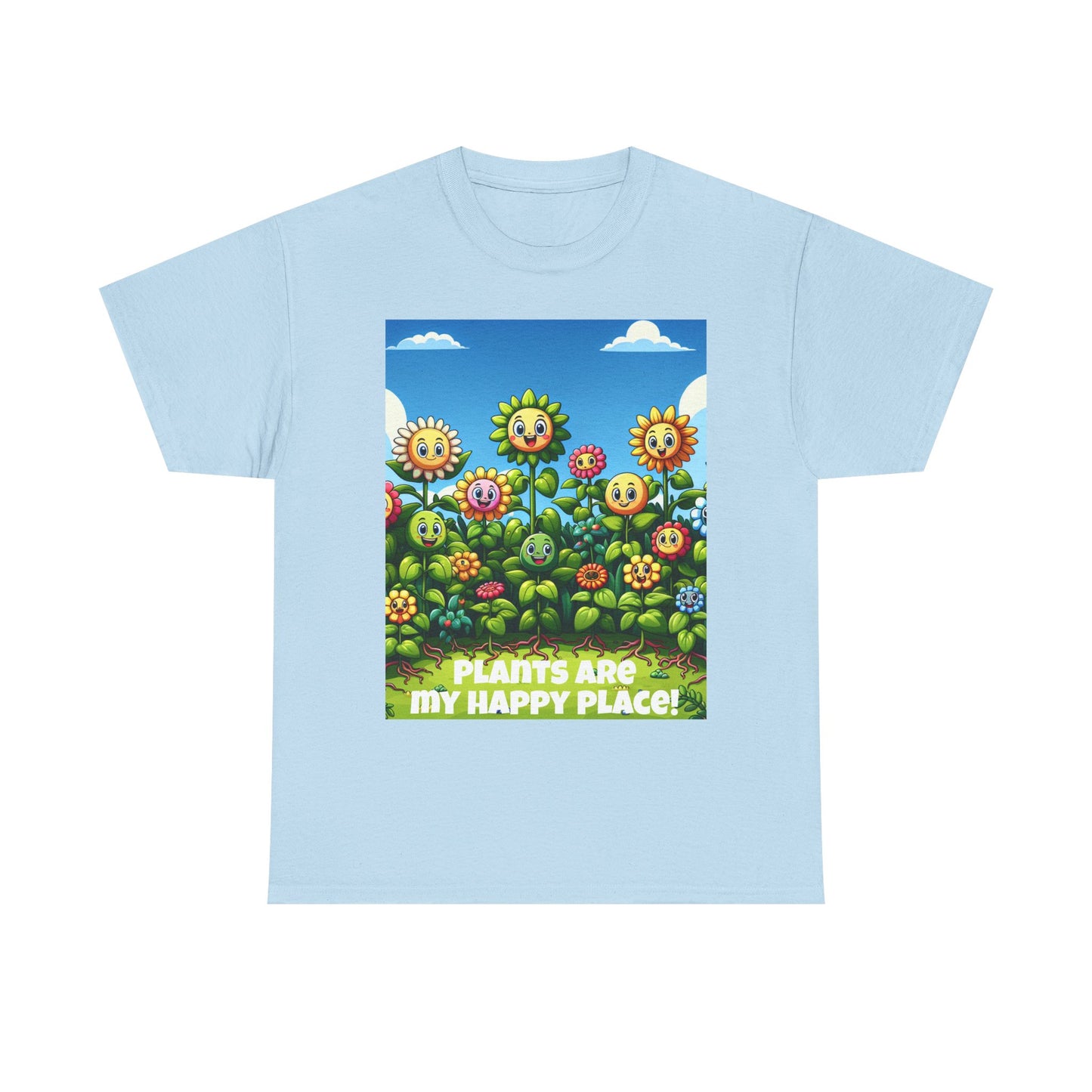 Plants Lovers Tee - Smiling Flowers 'Plants are My Happy Place'