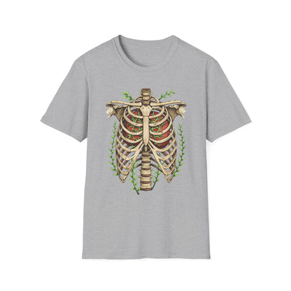 T-Shirt for Plant Lover Shirt Nature Lover Gift Cute Graphic Tee Plant Heart Skeleton Shirt Ribcage