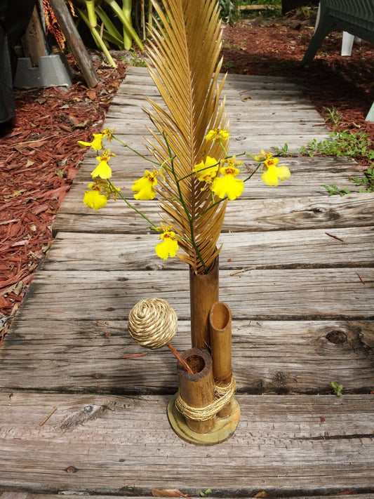 Bamboo Silk Dry Flower Vase Home Decor Tropical (small)